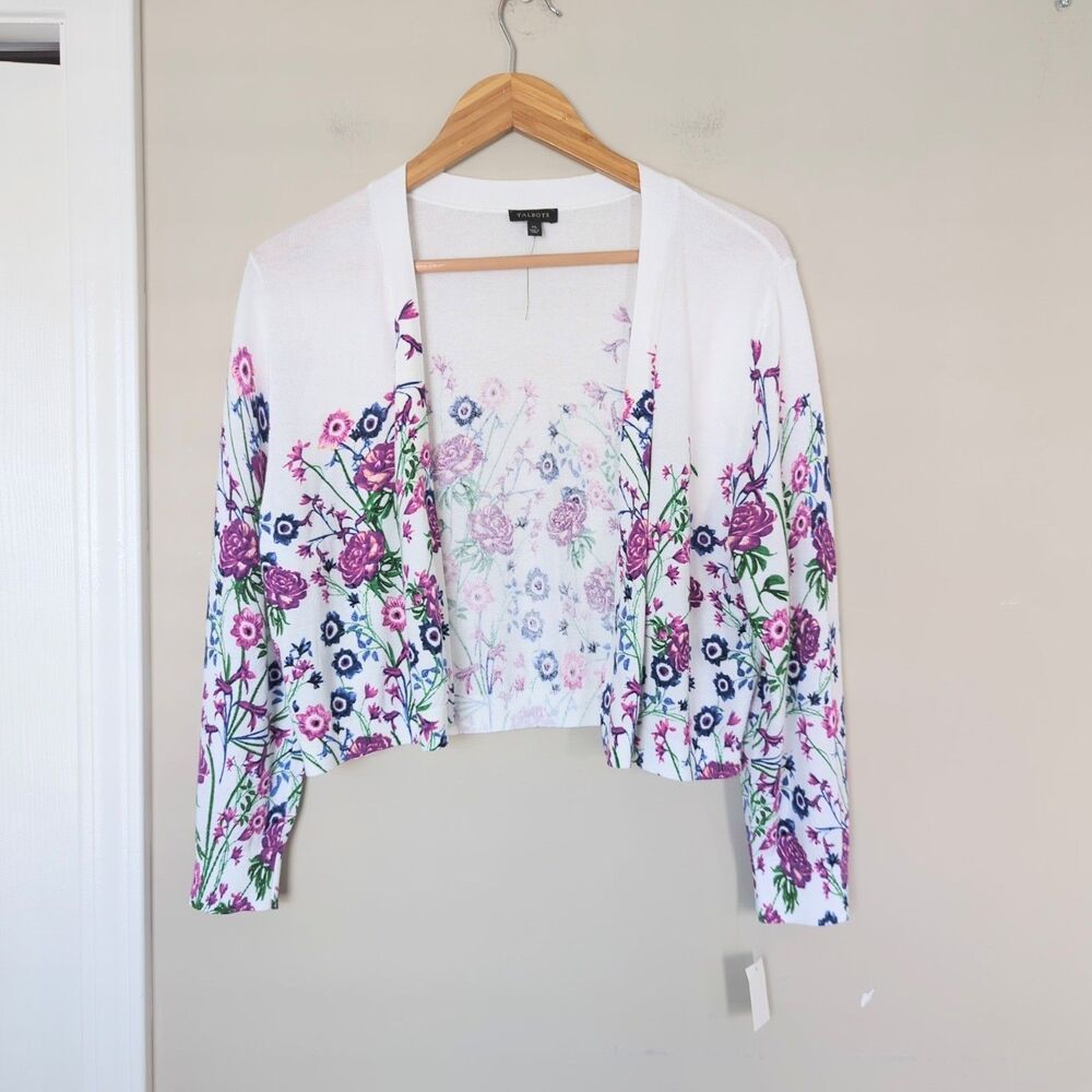 Talbots NWT Botanical Garden Floral Dress Shrug Open Cardigan Sweater XL